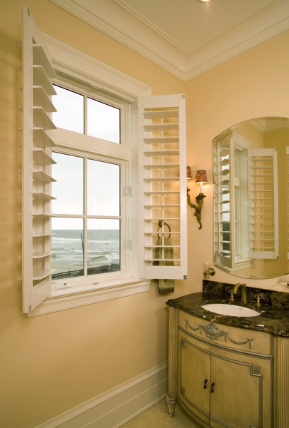 Faux Wood shutters in Raleigh beach home